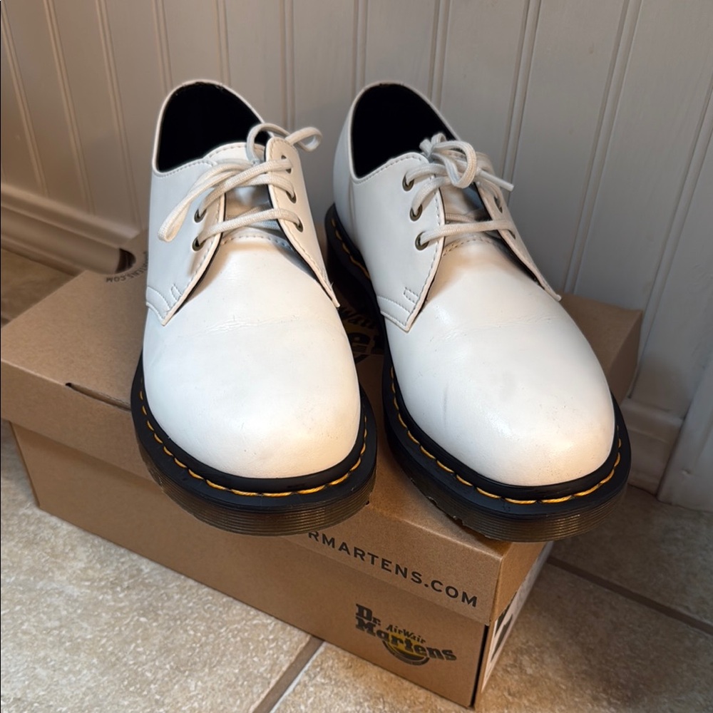 Dr. Martens White Leather Oxfords